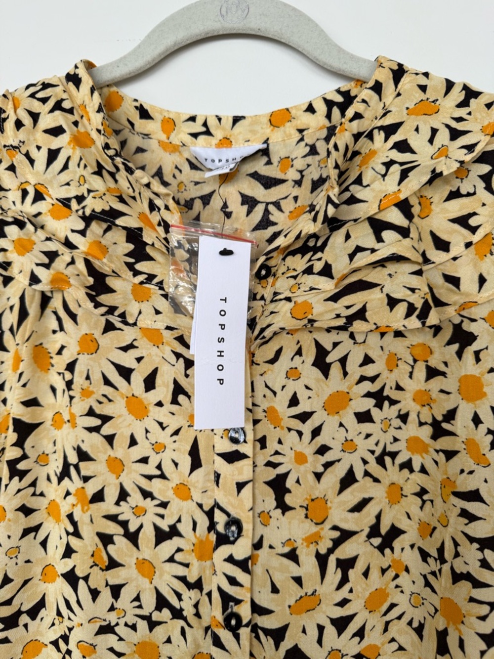 Yellow Daisy Floral Mini Shirt Dress Topshop Size 10, NWT - Picture 11 of 12